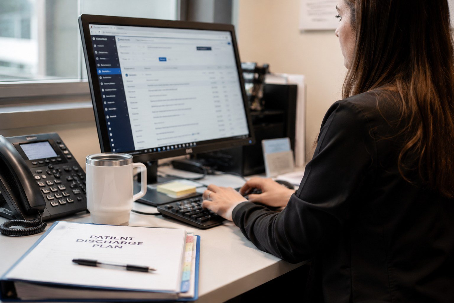 A hospital discharge planner sending an Afiyah referral from a patient discharge plan