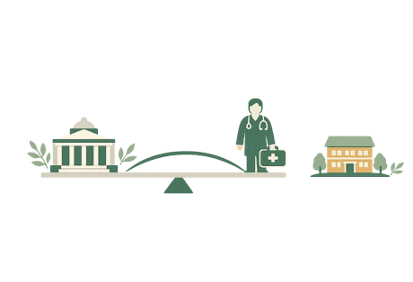 Illustration showing Medicare paying the physician practice directly, with the facility unaffected